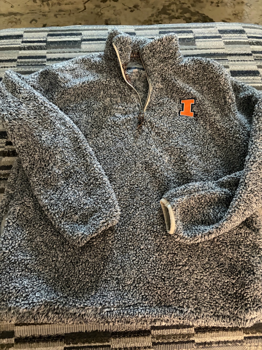 Heather Gray Sherpa Quarter-Zip Pullover with Orange 'I' Patch - Women